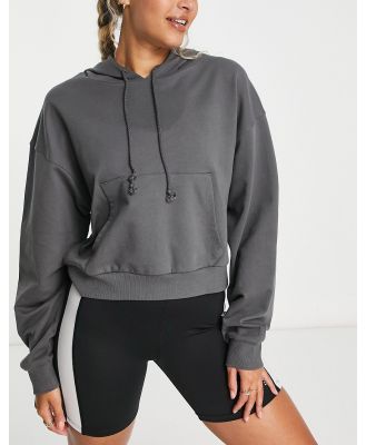 HIIT overhead hoodie in washed charcoal-Grey