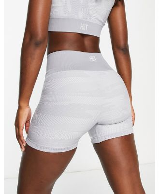 HIIT seamless booty shorts in textured camo in grey