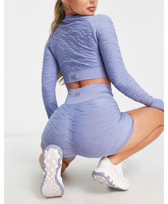 HIIT seamless booty shorts in textured dusky blue