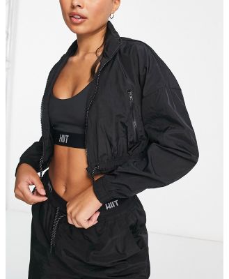 HIIT woven track jacket with branded tape-Black