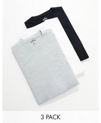 Hollister 3 pack t-shirts in white, grey and black