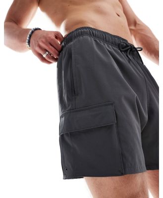 Hollister 9inch swim shorts in black with side pockets
