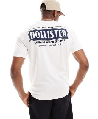 Hollister back print t-shirt in cream-White