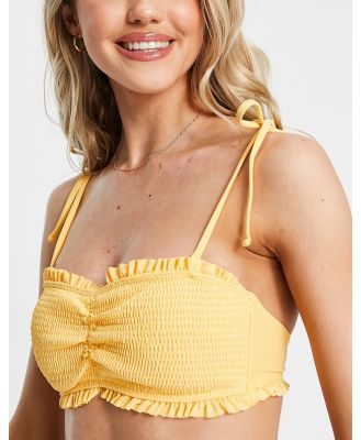 Hollister co-ord ruffle bandeau bikini top in yellow