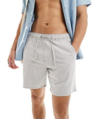 Hollister linen blend trackie shorts in grey