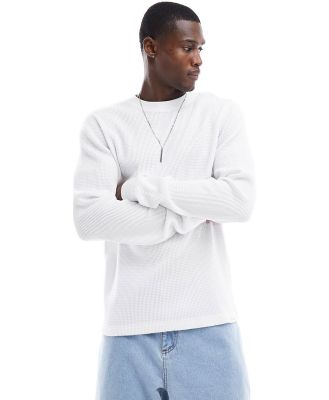 Hollister long sleeve waffle t-shirt in white