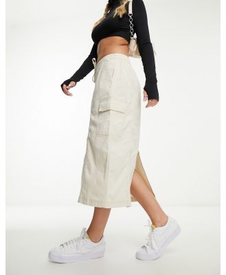 Hollister parachute midi skirt with adjustable waist in cream-White