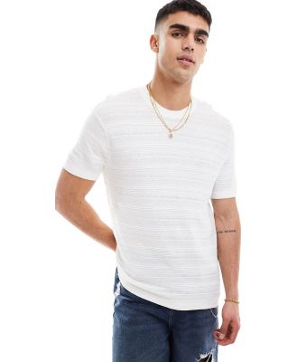 Hollister relaxed fit knitted t-shirt in cream-White