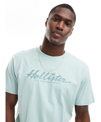 Hollister relaxed fit t-shirt with tonal embroidery logo in light blue