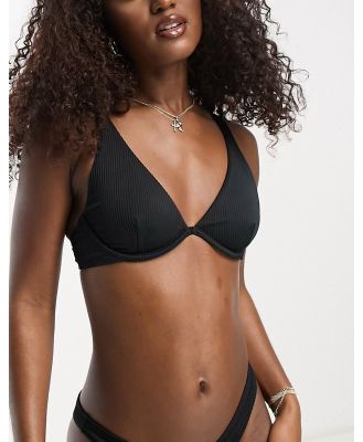 Hollister ribbed underwire bikini top in black (part of a set)