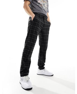 Hollister slim fit check chinos in black