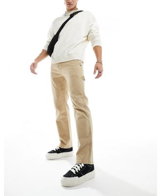 Hollister straight fit carpenter pants in khaki beige-Neutral