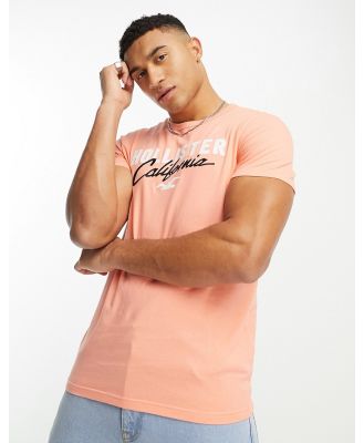 Hollister tech logo t-shirt in coral pink