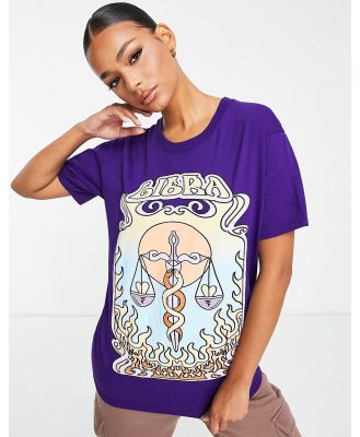 HNR LDN oversized t-shirt with libra print in purple