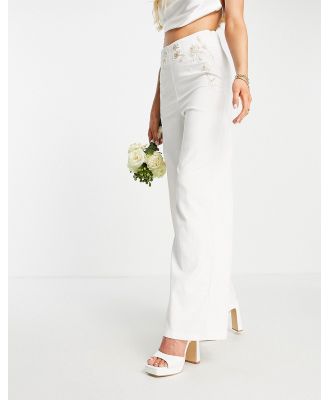 Hope & Ivy Bridal Brooke pants in ivory (part of a set)-White