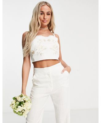 Hope & Ivy Bridal Lola top in ivory (part of a set)-White