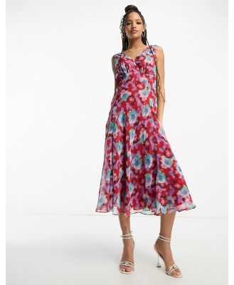 Hope & Ivy sleeveless midaxi dress in blurred red floral