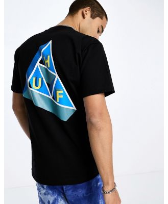 HUF Based triple triangle t-shirt in black with chest and back print