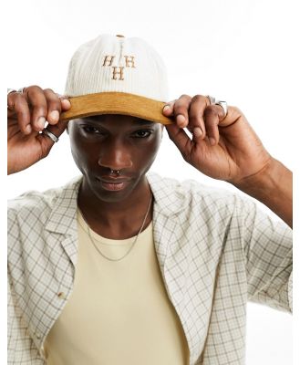 HUF Hat Trick snapback cap in white corduroy and brown peak