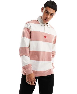 HUGO Diragbi relaxed fit rugby shirt in pink