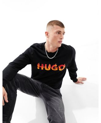 HUGO Ditmo flame logo sweatshirt in black