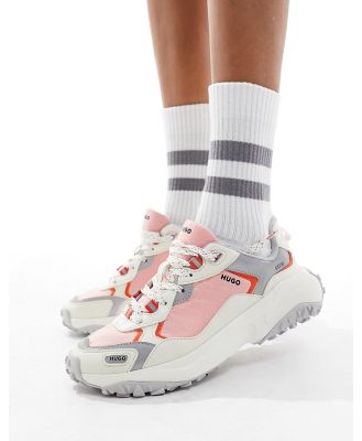 HUGO hybrid sneakers with logo in grey and light pink-Orange