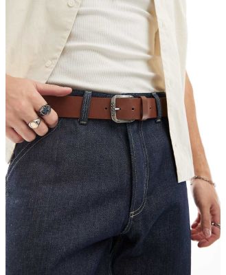 HUGO RED Berka leather belt in medium brown-Black