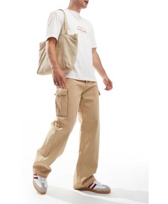 HUGO Red x Les Benjamins loose fit cargo pants in beige-Neutral