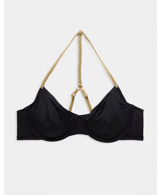 Hunkemoller Paradise bikini top with t bar strap in nero-Black