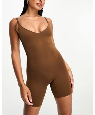 Hunkemoller seamless medium contouring thigh slimmer short bodysuit in brown