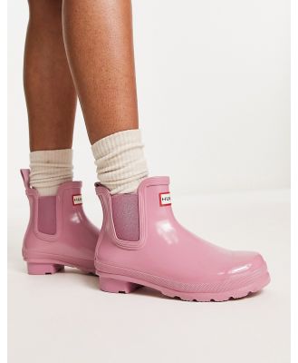 Hunter Original chelsea gloss boots in pink