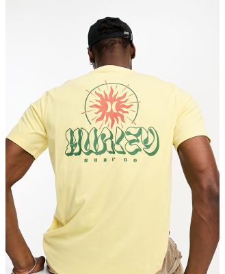 Hurley cosmic back print t-shirt in yellow-White