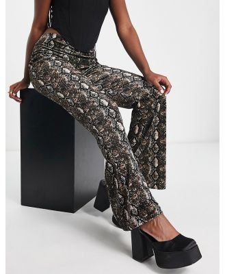 I Saw It First flared pants in burnout snake print-Multi