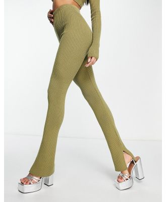I Saw It First high waist knitted flares in olive (Part of a set)-Green