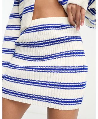 I Saw It First knitted mini skirt in blue stripe (part of a set)