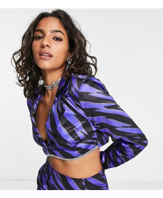 I Saw It First Petite cropped blazer with embellishment in zebra (part of a set)-Multi