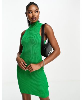 I Saw It First ribbed high neck sleeveless mini dress in green
