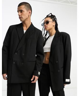 IIQUAL unisex double breasted tailored blazer in black (part of a set)