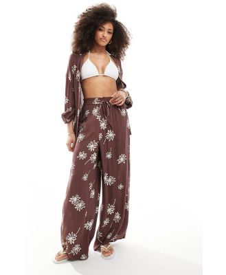 Iisla & Bird flower print beach pants in brown (part of a set)