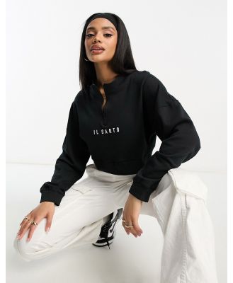 Il Sarto cropped half zip sweatshirt in black (part of a set)