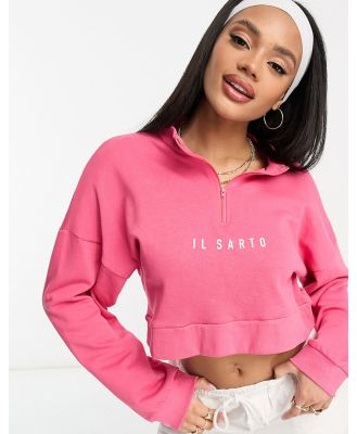 Il Sarto cropped half zip sweatshirt in pink