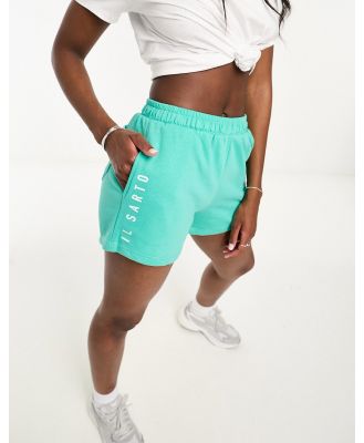 Il Sarto logo jersey shorts in bright green (part of a set)