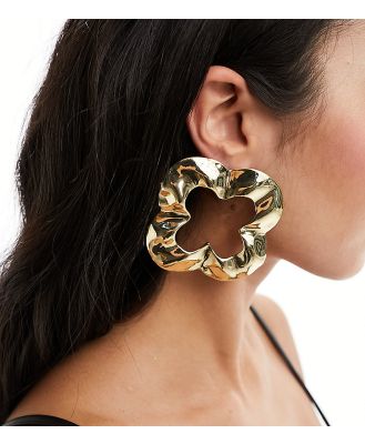Image Gang irregular flower statement earrings in gold plated