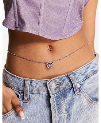 Image Gang Sweetheart stainless steel belly chain with embellished heart pendant in silver
