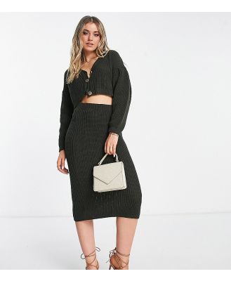 In The Style exclusive knitted midi skirt (part of a set) in khaki-Green