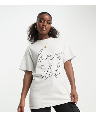 In The Style exclusive lovers club slogan t-shirt in grey