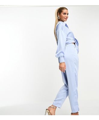 In The Style exclusive satin relaxed pants in blue (part of a set)