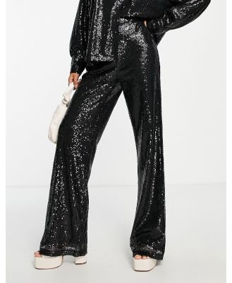 In The Style exclusive sequin flares in black (part of a set)