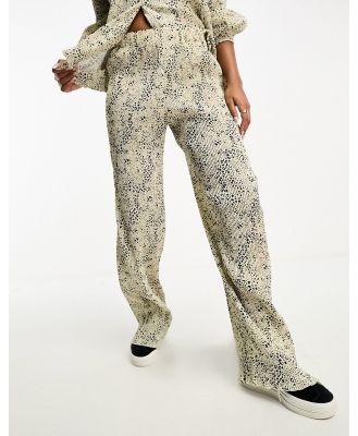 In The Style plisse wide leg pants in snake print (part of a set)-Multi