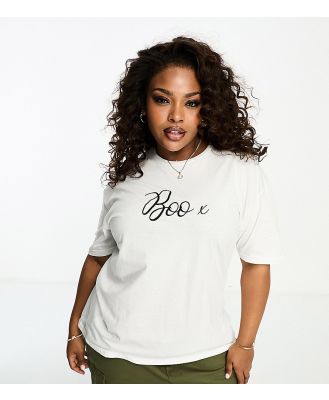 In The Style Plus boo glitter motif t-shirt in white